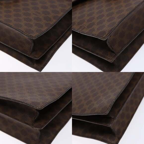 CELINE Macadam Canvas Hand Bag Pvc Leather Brown Gold - Picture 10 of 13